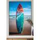 Quadro Decorativo Prancha de Surf Na Praia com Desenho Laranja
