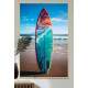 Quadro Decorativo Prancha de Surf Na Praia com Desenho Laranja