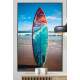 Quadro Decorativo Prancha de Surf Na Praia com Desenho Laranja