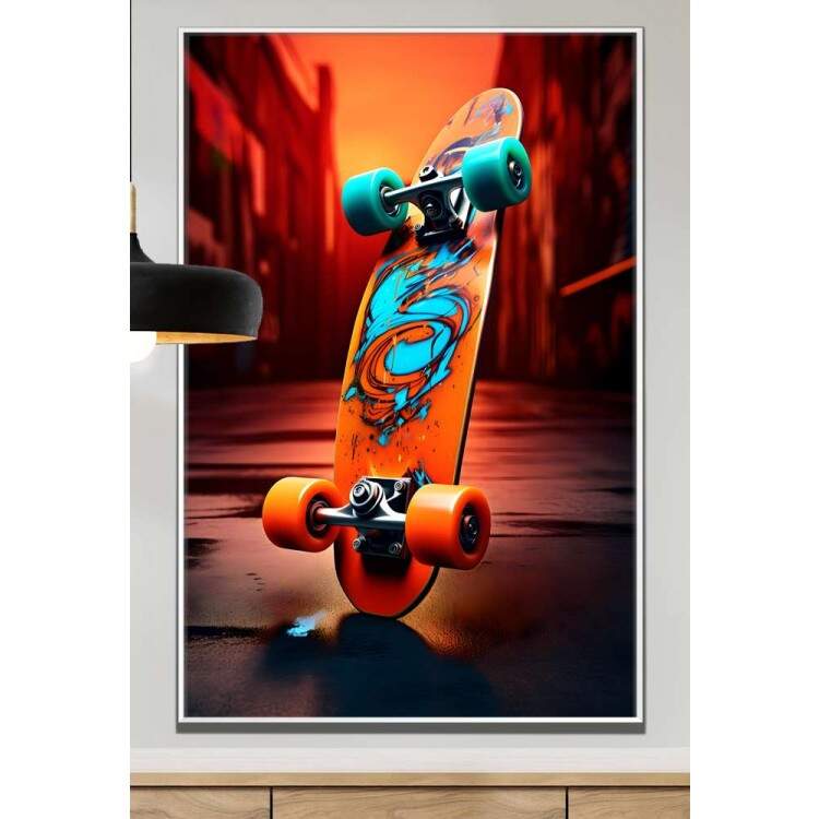 Quadro Decorativo Skate na Rua Entardecer