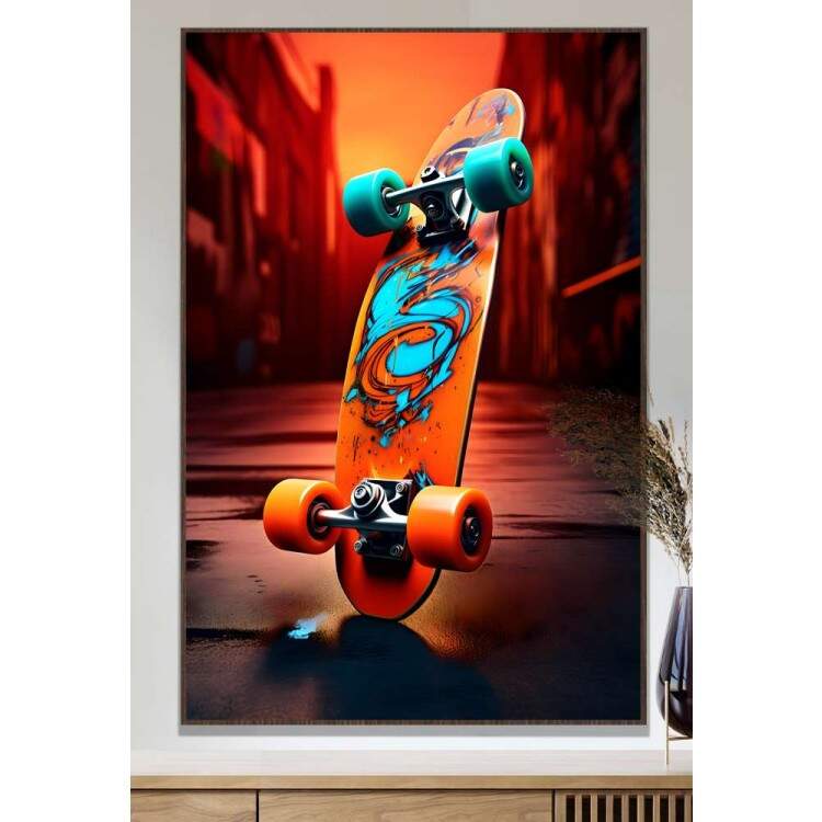 Quadro Decorativo Skate na Rua Entardecer