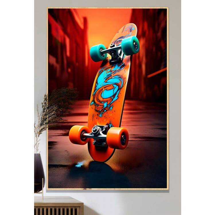 Quadro Decorativo Skate na Rua Entardecer