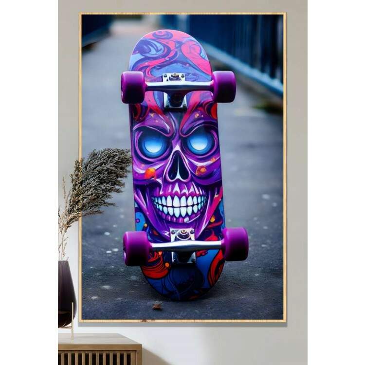 Quadro Decorativo Skate na Rua Esqueleto