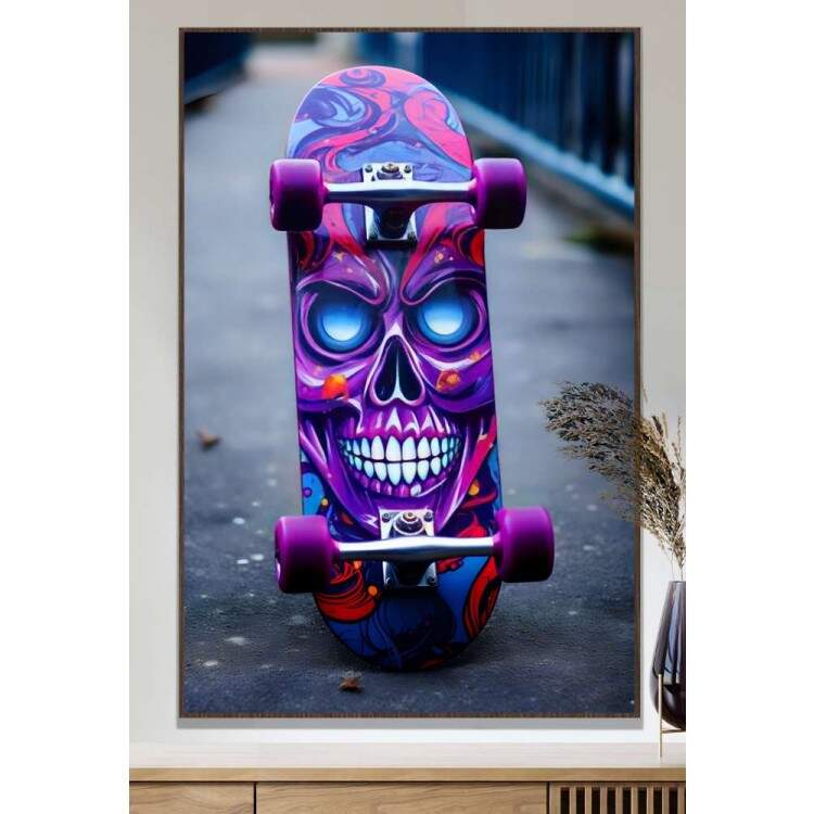 Quadro Decorativo Skate na Rua Esqueleto