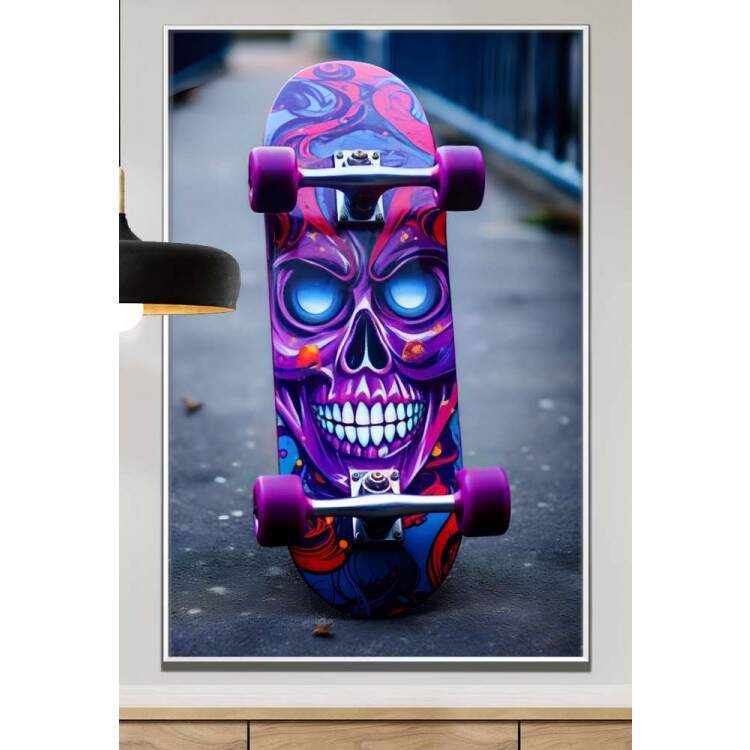 Quadro Decorativo Skate na Rua Esqueleto