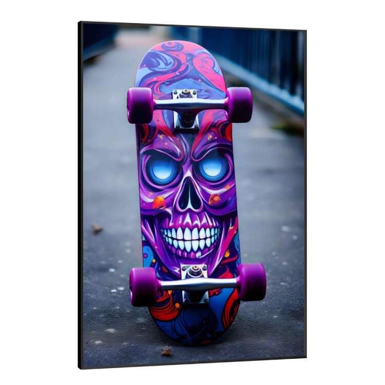 Quadro Decorativo Skate na Rua Esqueleto