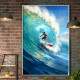 Quadro Decorativo Surfista na Onda com Estilo Cartoon