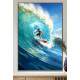 Quadro Decorativo Surfista na Onda com Estilo Cartoon