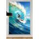 Quadro Decorativo Surfista na Onda com Estilo Cartoon