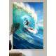 Quadro Decorativo Surfista na Onda com Estilo Cartoon