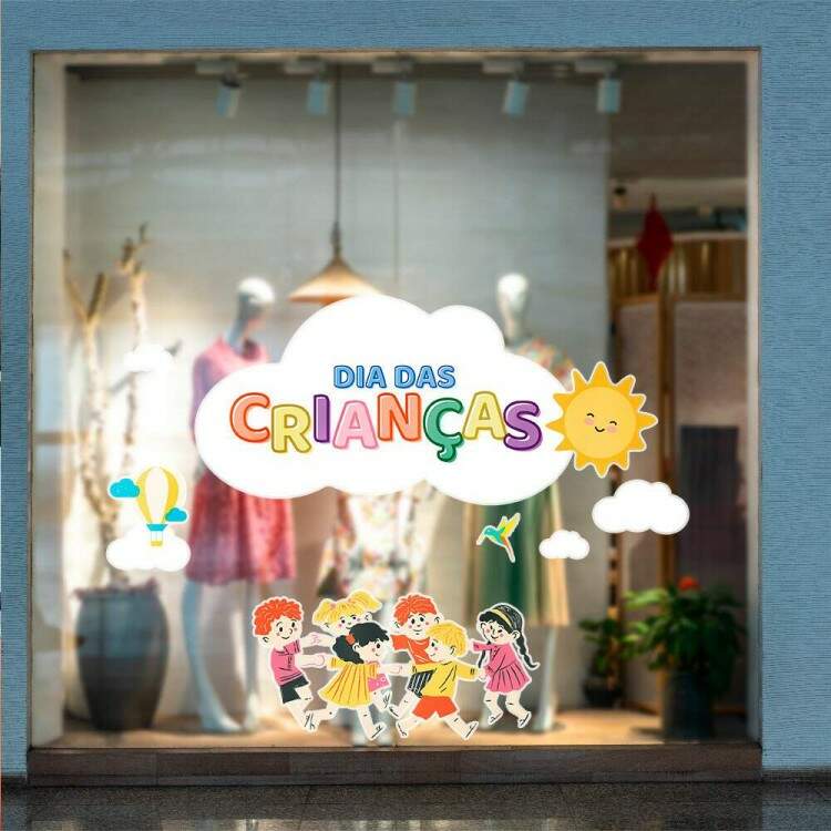 Adesivo de Parede Para Vitrine Dia Das Crianas Cirandinha