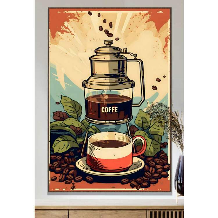 Quadro Decorativo Retr Cafeteira Retr com Gros