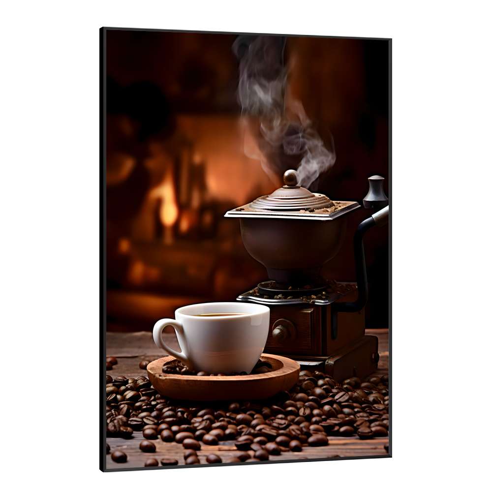 Quadro Decorativo Xcara de Caf Com Gros Torrados 5