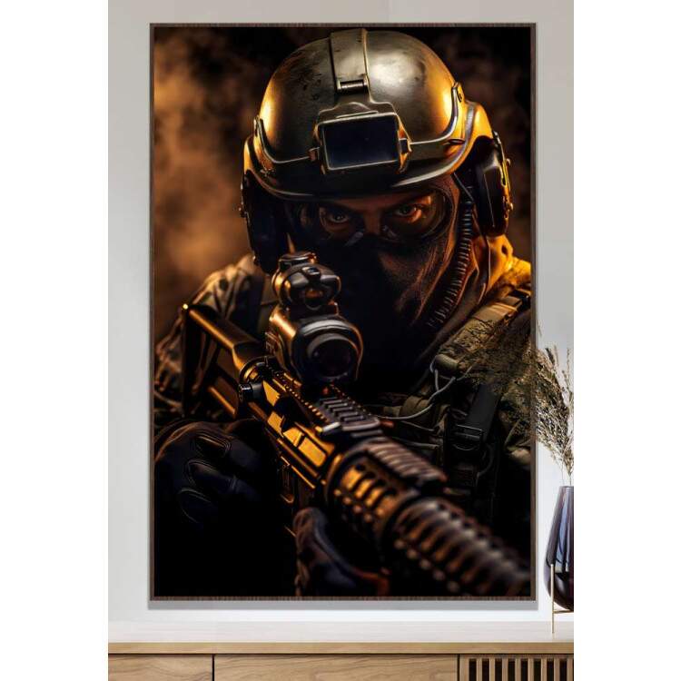 Quadro Decorativo Soldado com Arma 3