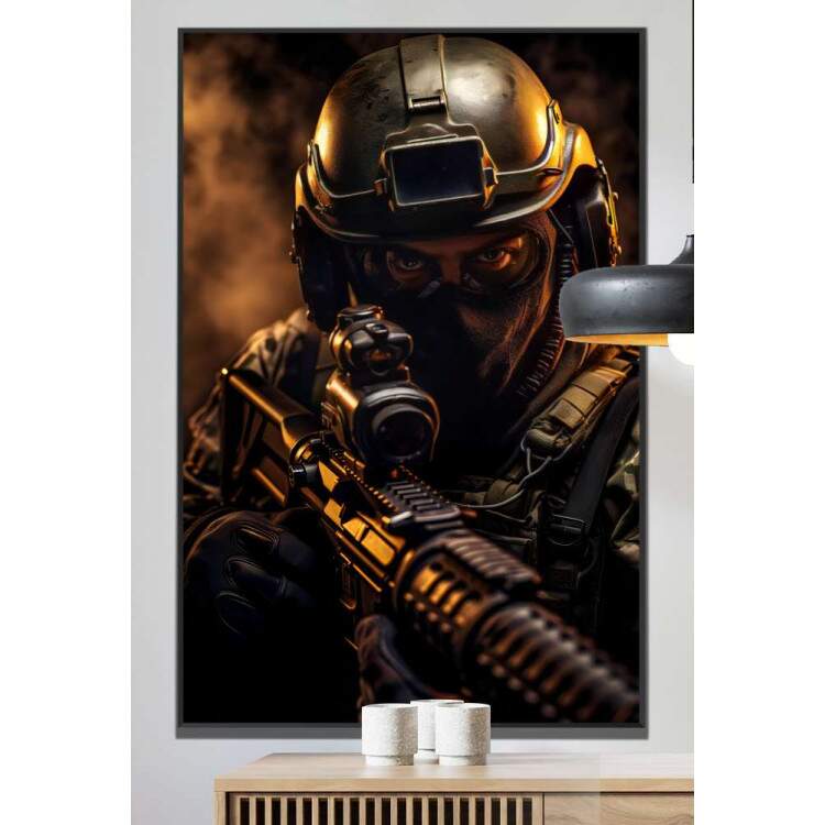 Quadro Decorativo Soldado com Arma 3