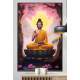 Quadro Decorativo Buda em Paisagem com Flores Rosas e Flor de Lotus
