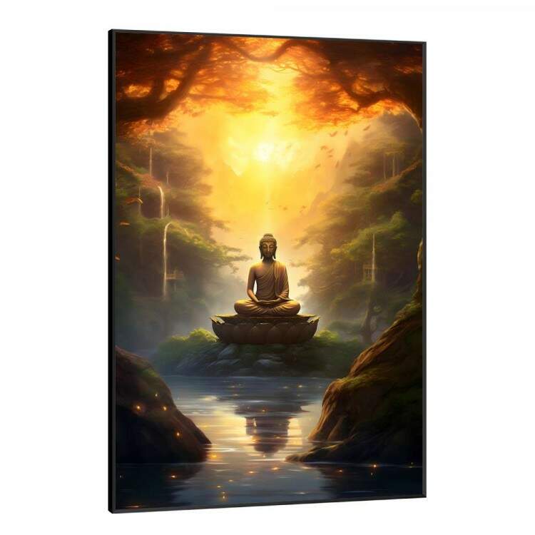 Quadro Decorativo Buda Sobre Flor de Lotus