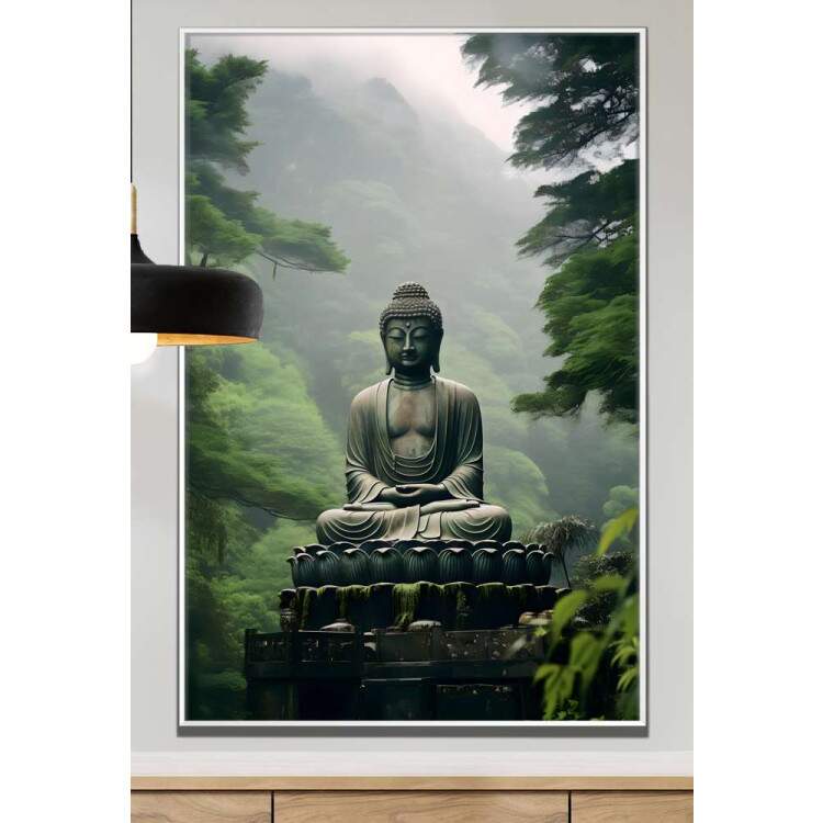 Quadro Decorativo Esttua de Buda em Floresta