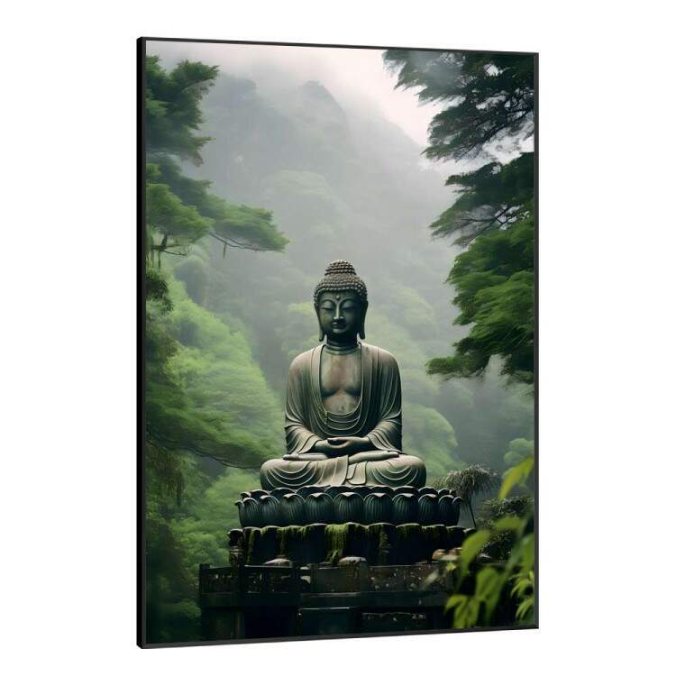 Quadro Decorativo Esttua de Buda em Floresta