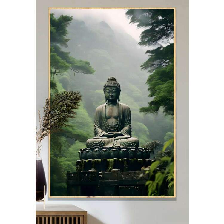 Quadro Decorativo Esttua de Buda em Floresta