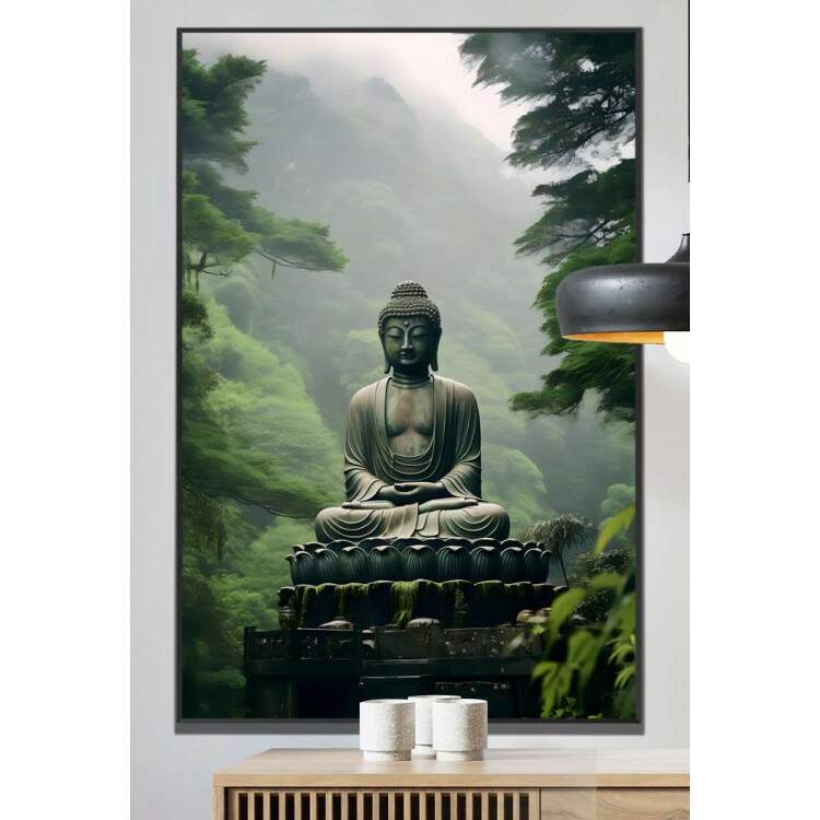 Quadro Decorativo Esttua de Buda em Floresta