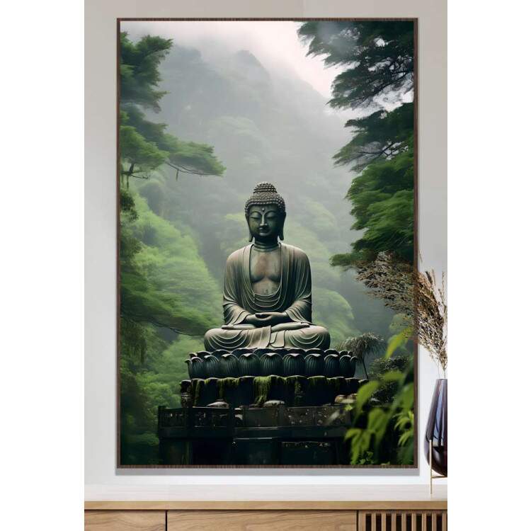 Quadro Decorativo Esttua de Buda em Floresta