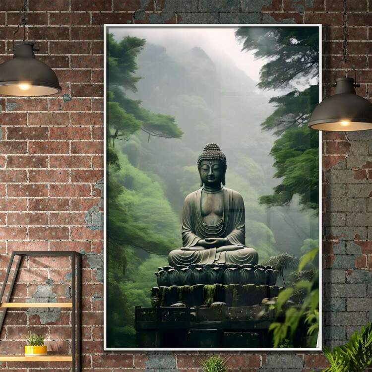 Quadro Decorativo Esttua de Buda em Floresta