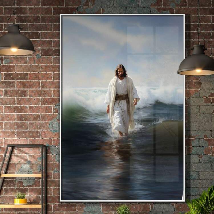 Quadro Decorativo Jesus Caminhando Sobre gua