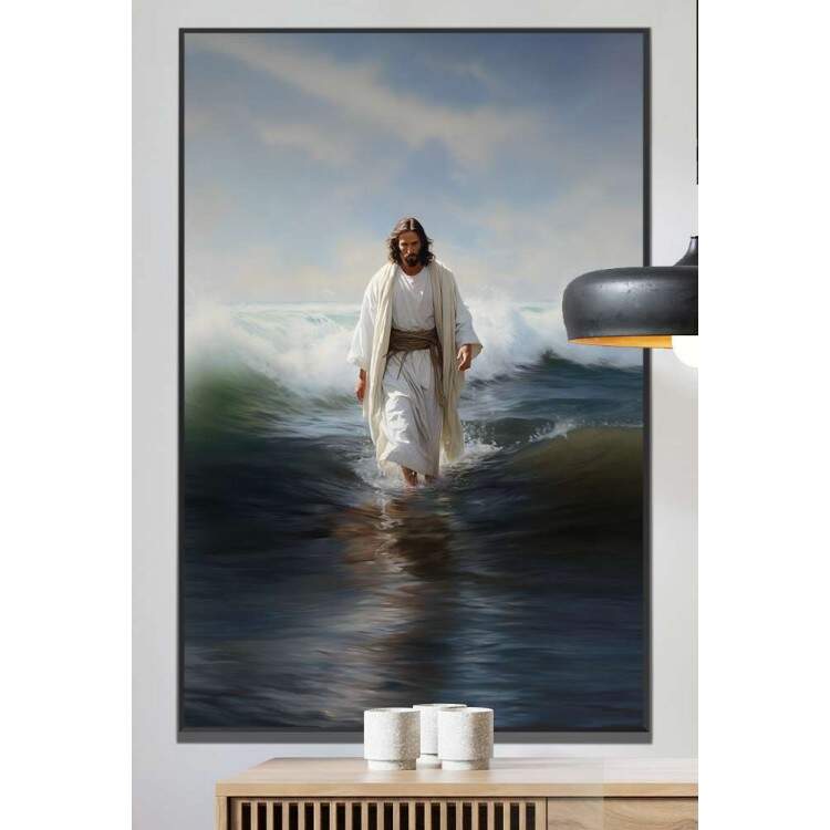 Quadro Decorativo Jesus Caminhando Sobre gua