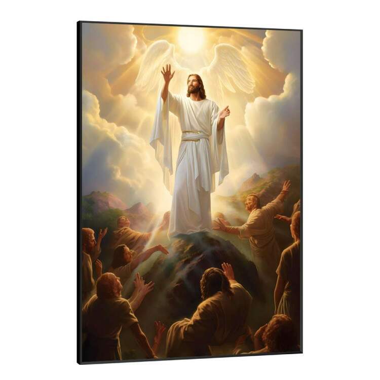 Quadro Decorativo Jesus Cristo com Asas Iluminado Pelo Sol