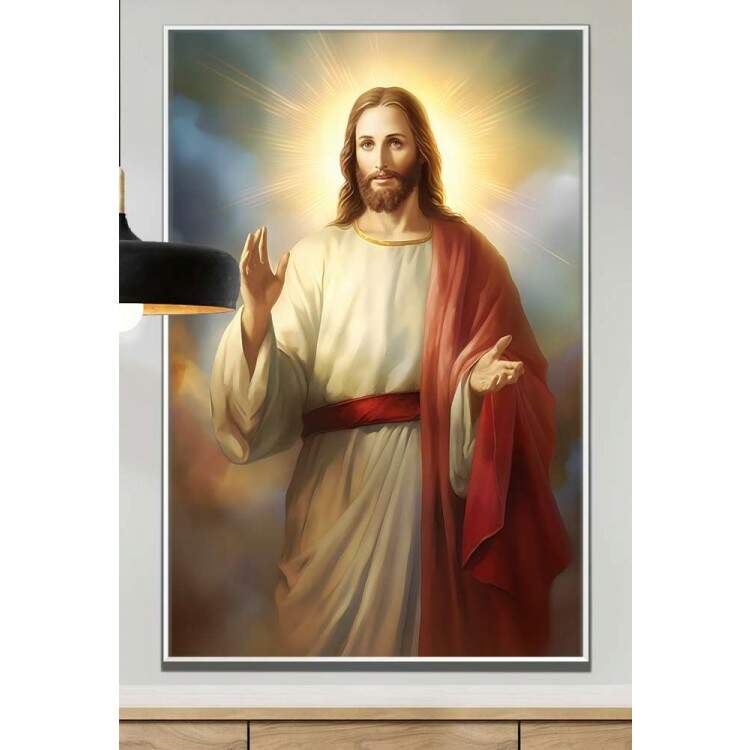 Quadro Decorativo Jesus Cristo com Fundo de Nuvens