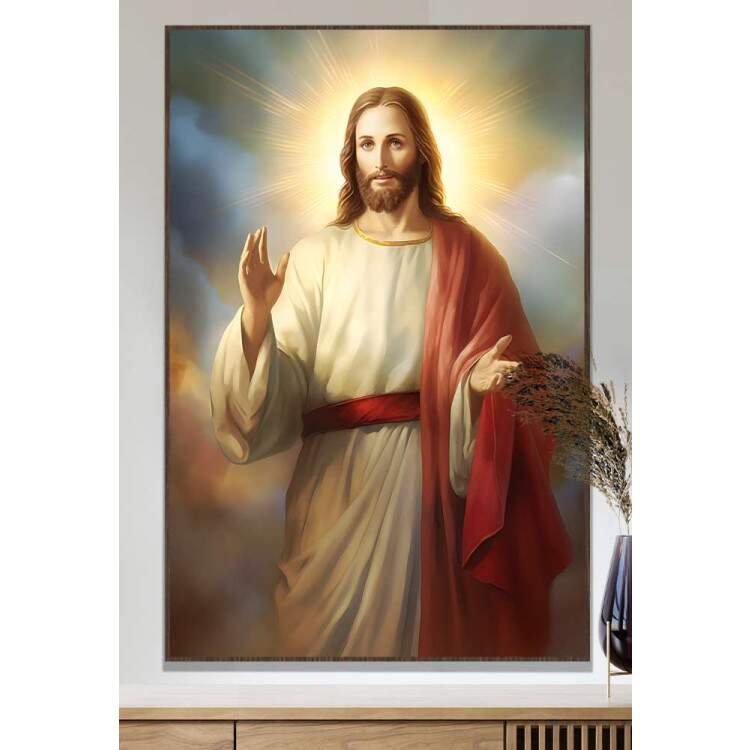 Quadro Decorativo Jesus Cristo com Fundo de Nuvens