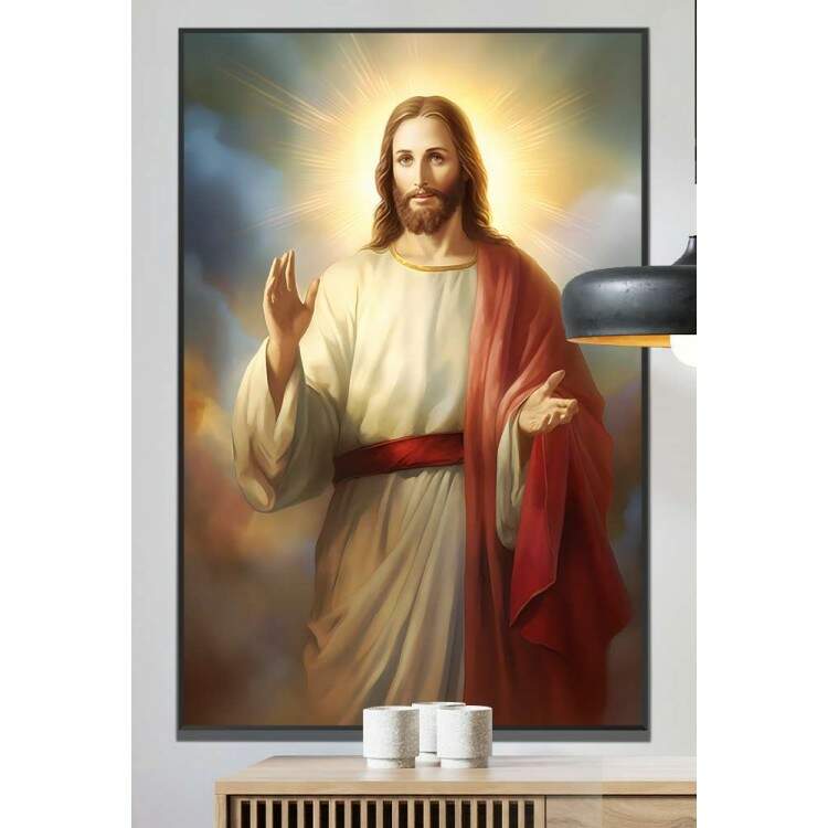 Quadro Decorativo Jesus Cristo com Fundo de Nuvens