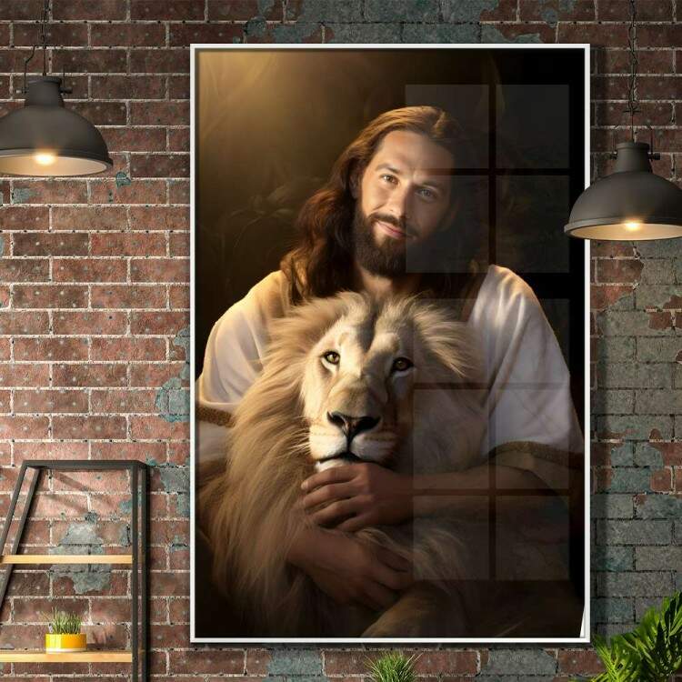 Quadro Decorativo Jesus Cristo e Leo