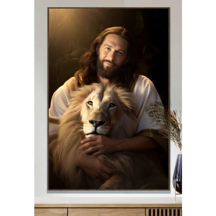 Quadro Decorativo Jesus Cristo e Leo