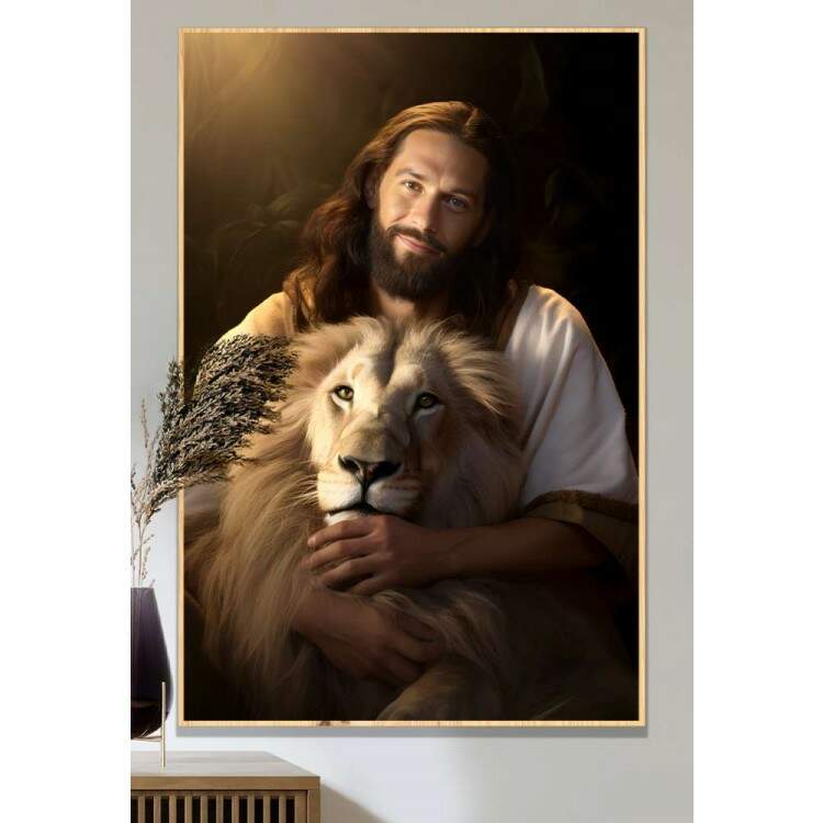 Quadro Decorativo Jesus Cristo e Leo