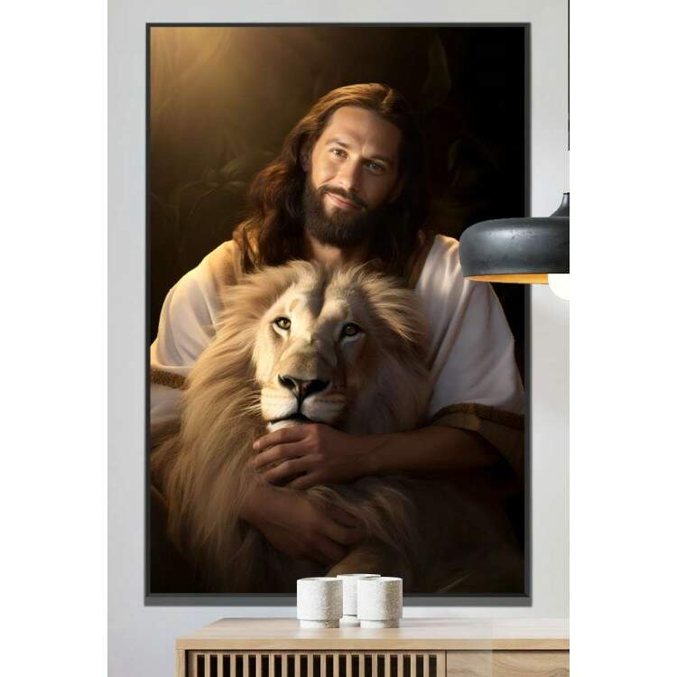 Quadro Decorativo Jesus Cristo e Leo