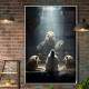 Quadro Decorativo Jesus Cristo e Le�es Sendo Iluminados