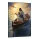 Quadro Decorativo Jesus Cristo em Barco Iluminado Pelo Sol