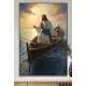 Quadro Decorativo Jesus Cristo em Barco Iluminado Pelo Sol
