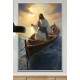 Quadro Decorativo Jesus Cristo em Barco Iluminado Pelo Sol