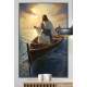 Quadro Decorativo Jesus Cristo em Barco Iluminado Pelo Sol