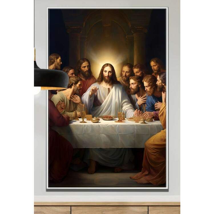 Quadro Decorativo Jesus Cristo na Mesa com Seus Discpulos