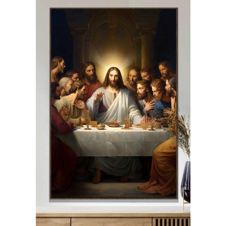 Quadro Decorativo Jesus Cristo na Mesa com Seus Discpulos