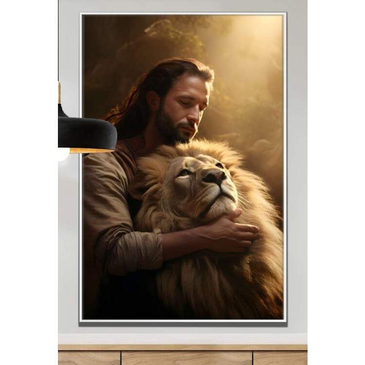 Quadro Decorativo Luz Iluminando Jesus e Leo