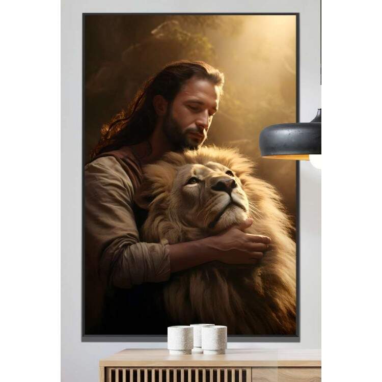 Quadro Decorativo Luz Iluminando Jesus e Leo