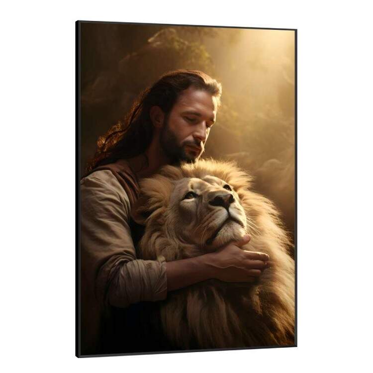 Quadro Decorativo Luz Iluminando Jesus e Leo