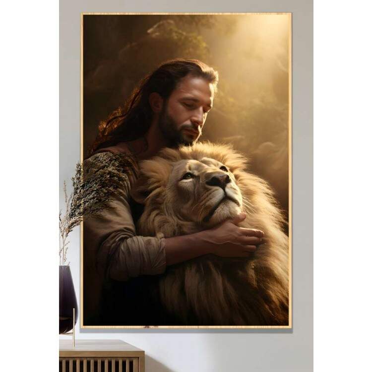 Quadro Decorativo Luz Iluminando Jesus e Leo