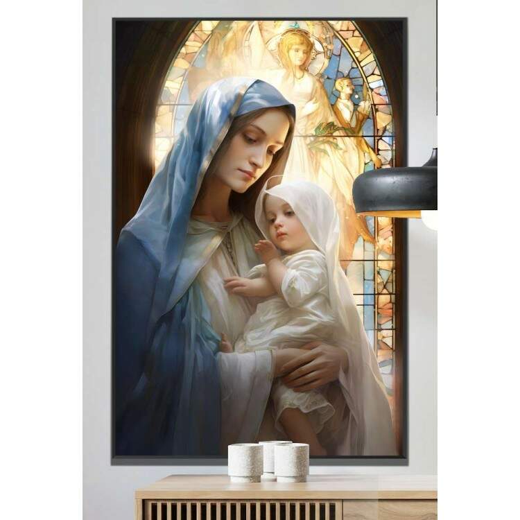 Quadro Decorativo Nossa Senhora da Abadia e Menino Jesus