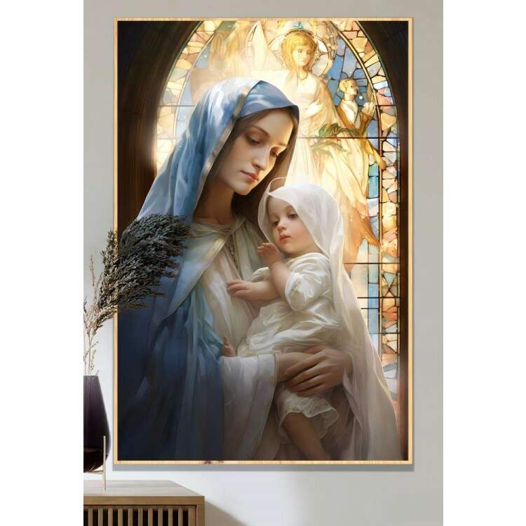 Quadro Decorativo Nossa Senhora da Abadia e Menino Jesus